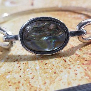 Avon Bangle Bracelet Silver and Gold Tone PAUA
